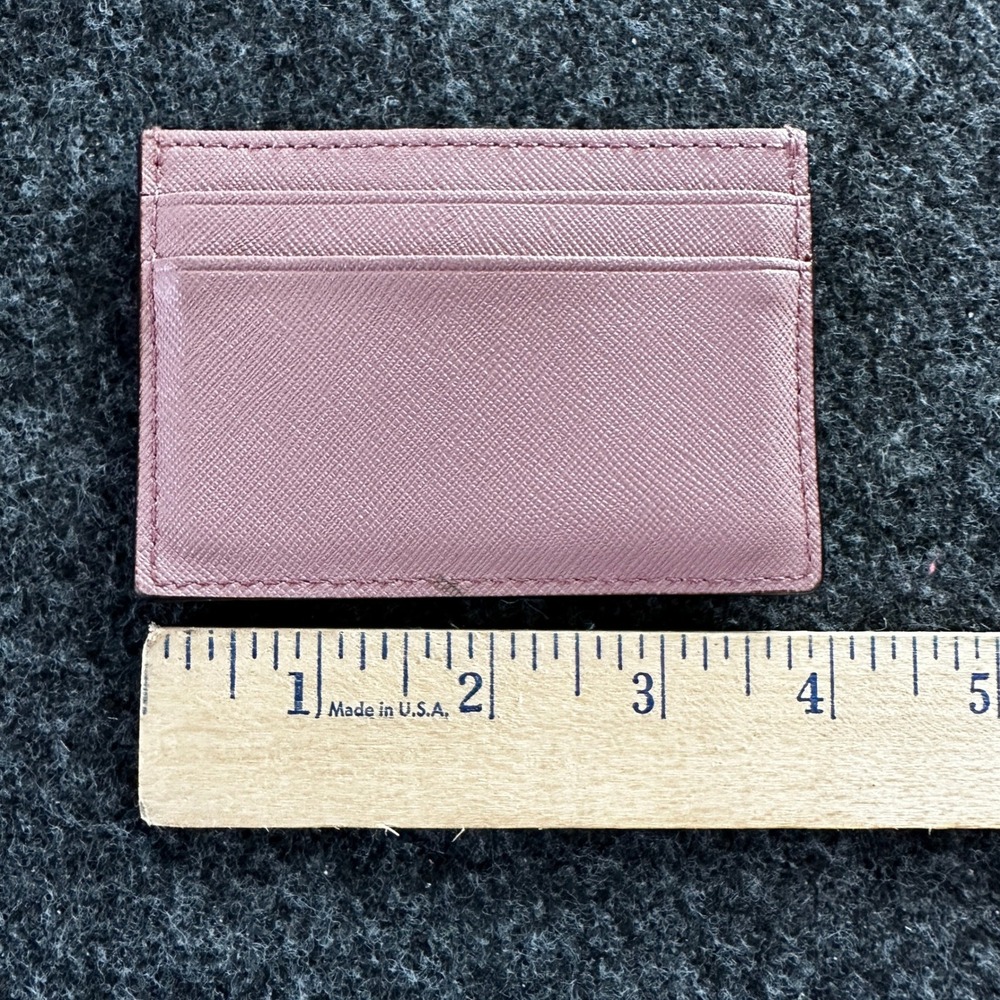 Kate Spade Pink Saffiano Leather Card Holder Slim Wallet Mauve Gold Logo - Picture 3 of 6